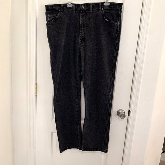 Wrangler Premium Jeans Regular Fit Black Denim Stretch Waist Men's Size 44 x 32 - Picture 1 of 8